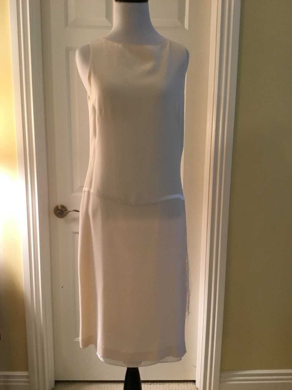 Valentino Miss V Ivory Sleeveless Drop Waist Dress IT 44